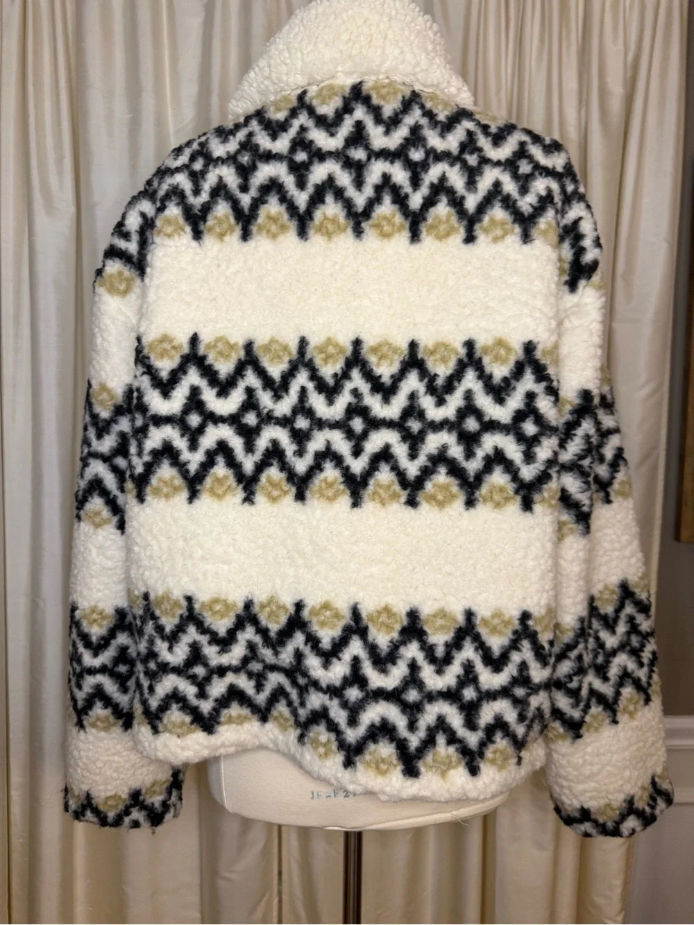 J Crew Jacquard-print sherpa half-zip fleece pullover - XL